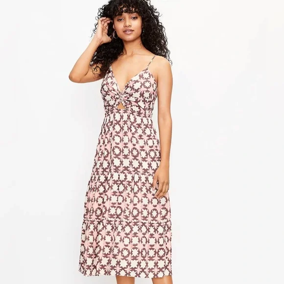 loft brown floral dress Audrina Brown Floral Halter Maxi Dress - S Size - Women's Dresses main image 1